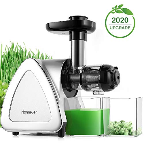 Juicer Machines Homever Slow Masticating Juicer Extractor Easy to Clean Cold Press Juicer for All Fruit and VegetableBPA-Free Quiet Motor and Reverse Function with Juice Jug Brush Silver