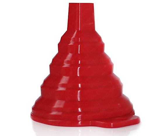 Red Collapsible Silicone Kitchen Funnel For Liquid and Dry Spice or Powdered Product RED