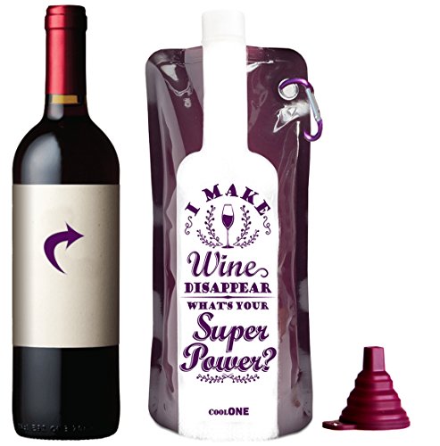Take a Wine - Wine Gift Foldable Unbreakable Wine Bottle Reusable Travel Gear Accessories Bag For Camping Hiking Beach Silicone Funnel Fun Gifts For Her Him Mom Friends Purple