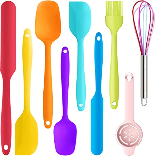 9 Pcs Silicone Spatula Set - Rubber Spatulas Silicone Heat Resistant for Non Stick Cookware - Kitchen Utensils for Baking Mixing CookingDishwasher Safe Bakeware