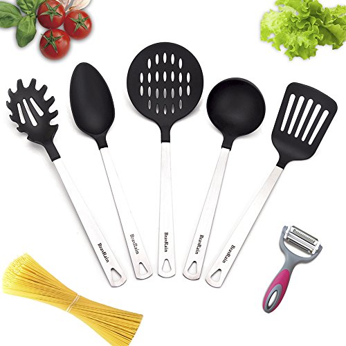 Kitchen Utensils BravRain 51 Piece Kitchen Tools with a Julienne 3 in 1 Peeler Nonstick Nylon and Stainless Steel Cooking Tools Spoon Strainer Slotted Spatula Ladles Pasta Server