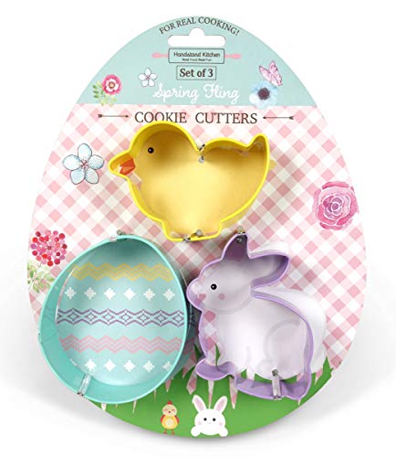 Handstand Kitchen Spring Fling 3-piece 3 Bunny Chick and Egg Cookie Cutter Set