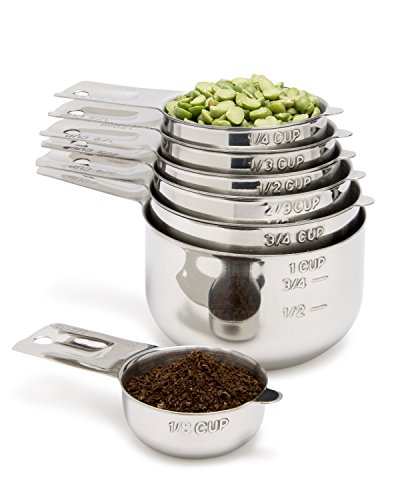 Measuring Cups 7 Piece with 18 Cup Coffee Scoop by Simply Gourmet Stainless Steel Measuring Cup Set Liquid Measuring Cup or Dry Measuring Cup Stainless Measuring Cups with Nesting Cups Feature