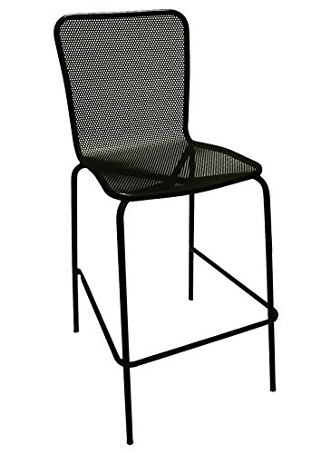 American Tables Seating 92-BS Outdoor Barstool Mesh Back and Seat Powder Coat Finish 17 lb Black