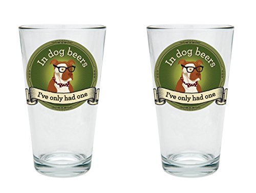 Barstool Philosopher Pint Glasses 20 oz Set of 2 - In Dog Beers