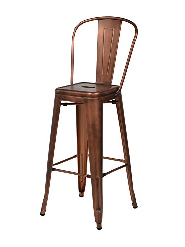 CSP Events MO-301-BAR-RG Oscar Tolix Style Barstool with Back Rose Gold 465 Height 175 Width 175 Length