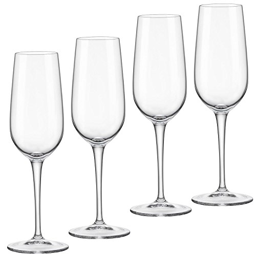 Bormioli Rocco Spazio Series 4 Flute Glasses Clear White Wine Glasses for Celebration 65 ounces