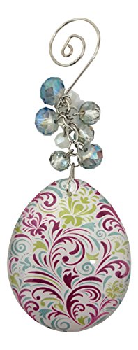 Ganz Decorative Egg Glass Ornament with Hook - 4 inch PinkGreenBlue