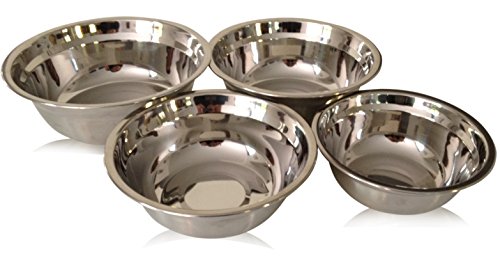 Checkered Chef Stainless Steel Mixing Bowl Set 4 Metal Prep Bowls Dishwasher Safe