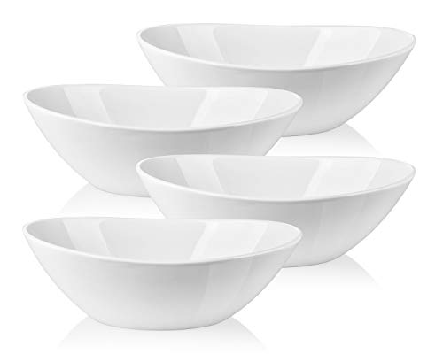 LIFVER 11 Quart Porcelain Serving Bowls for Salad Side dishes Soup Dessert Set of 4 White