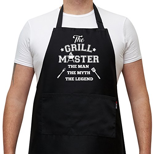 Savvy Designs BBQ Apron Cooking Kitchen Funny Apron - The Grill Master The Man The Myth The Legen - Black Apron With Pockets
