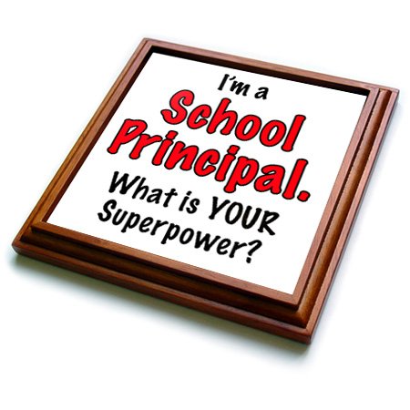 3dRose trv_193262_1 Im a School Principal What is Your Superpower Red Trivet with Ceramic Tile 8 by 8 Brown