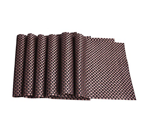 PlacematsDadoudou Reversible Heat Insulation Stain-resistant Woven Vinyl Table Placemats for Kitchen Dining Room set of 6  BlackBrown