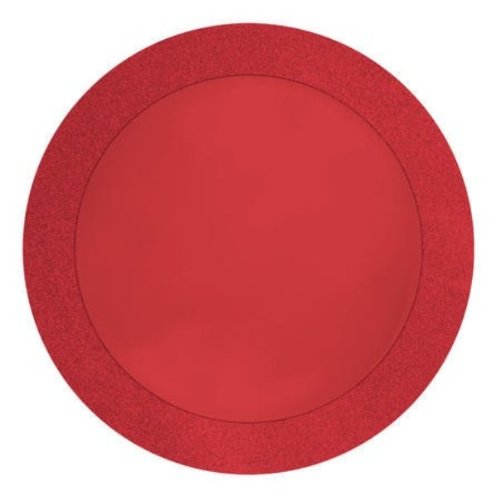 8-Count Round Paper Placemats with 2 Glitter Border Glitz Red