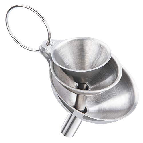 3 PCS Stainless Steel Kitchen Funnel No Spilling Food Grade Metal Funnels for Transferring Liquids Fluid Ingredients  Powder