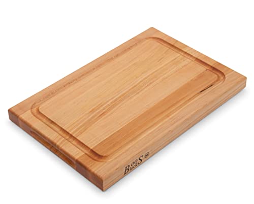 John Boos Block BBQBD Reversible Maple Wood Edge Grain BBQ Cutting Board with Juice Groove 18 Inches x 12 Inches x 15 Inches