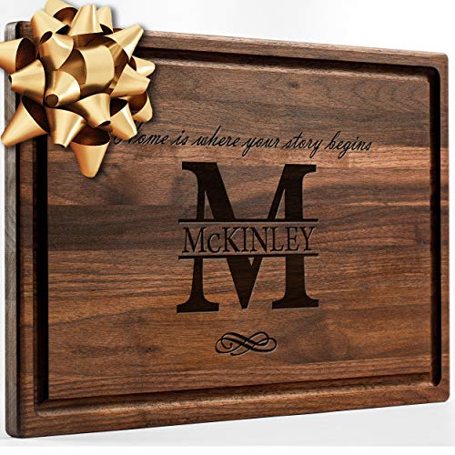 Personalized Walnut Cutting Board with Coasters Mineral Oil and Gift Wrap Available  Customize Your Own Chopping Board Made in USA (3 Walnut 17x11 Design 13)