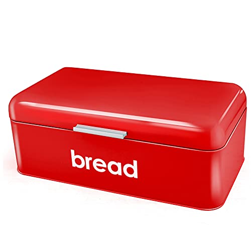 Red Bread Box Bread Bin For Kitchen Counter (165 x 9) PP CHEF Bread Storage Box For Loaf Cake Bagels Nontoxic  Druable High Capacity  Easy Clean