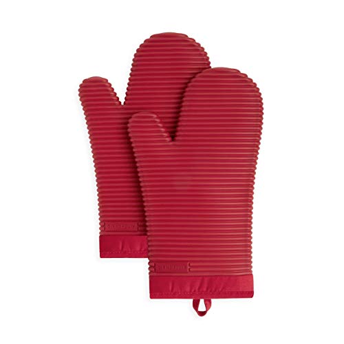 KitchenAid Ribbed Soft Silicone Oven Mitt Set 7x13 Passion Red 2 Count