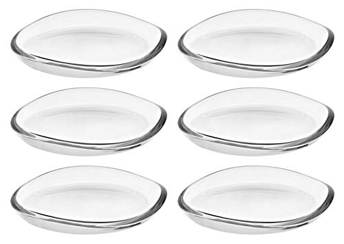 Glass Plate  Tray  Platter  8 D  Set of 6  By Barski  European Quality  Set of 68 Round Plates  Trays has Wavy Edged Border  Thick Glass  Made in Europe