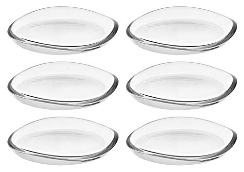 Glass Plate  Tray  Platter  8 D  Set of 6  By Barski  European Quality  Set of 68 Round Plates  Trays has Wavy Edged Border  Thick Glass  Made in Europe