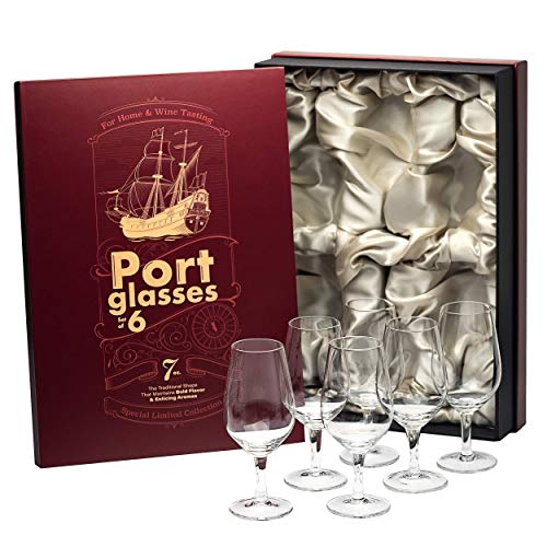Port and Dessert Wine Sherry Cordial Aperitif Tasting Glasses  Set of 6 Small Crystal 7 oz Sippers  Mini Short Stem Nosing Taster Copitas  After Dinner Drink Glassware