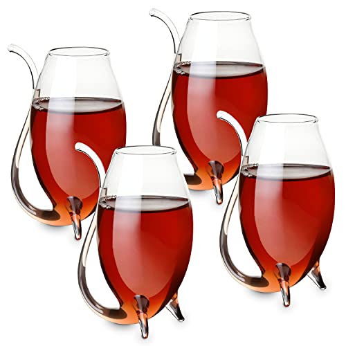 True Douro Port Sippers Glass with Straw Sipper Feature Stemless Wine Glass Set of 4 3 oz Capacity