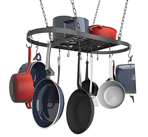 owosald ceiling Pot Rackkitchen hanging pan rackpots and pan holder(3351575in） (Ceiling Mounted)