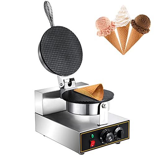 VEVOR Commercial Ice Cream Cone Waffle Maker Machine 110V Electric Waffle Cone Machine 1200W Stainless Steel Egg Cone Baker w NonStick Teflon Coating Temp  Time Control for Restaurant Bakeries