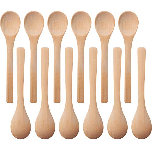 30 Pieces Mini Wooden Spoon Small Soup Spoons Serving Spoons Condiments Spoons Wooden Honey Teaspoon for Seasoning Oil Coffee Tea Sugar (Natural Wood Color)