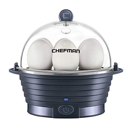 Chefman Electric Egg Cooker Boiler Rapid Poacher Food  Vegetable Steamer Quickly Makes Up To 6 Hard Medium or Soft Boiled PoachingOmelet Tray Included Ready Signal BPAFree Midnight Blue