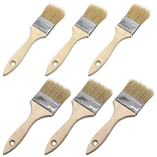 6 Pcs Pastry BrushesDanziX Natural Basting Oil Brush with Boar Bristles Used for BBQ Sauce Basting Cooking Baking(13inch2inch)
