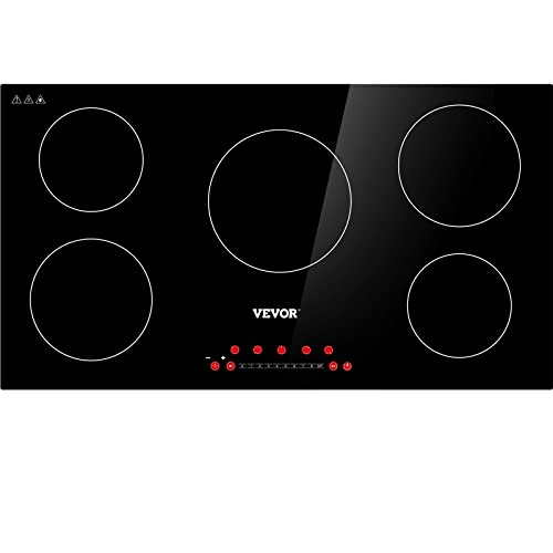 VEVOR Builtin Induction Electric Stove Top 5 Burners35 Inch Electric Cooktop9 Power Levels  Sensor Touch ControlEasy to Clean Ceramic Glass SurfaceChild Safety Lock240V
