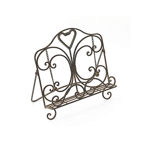 Brogan Metal Scroll Cookbook Recipe Book Stand Holder for Kitchen Heart Shaped Accent