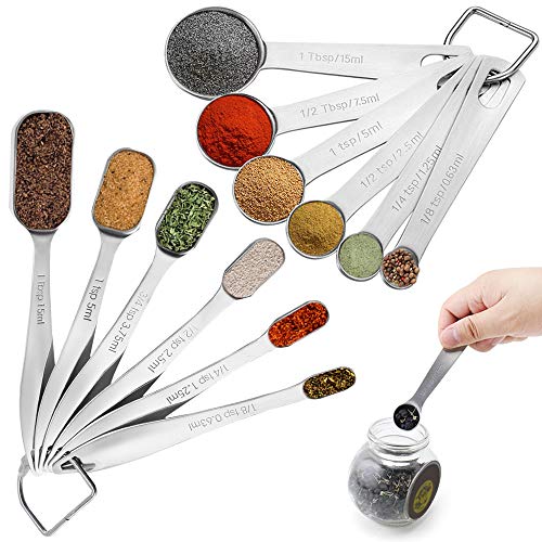 Set of 12 Heavy Duty Stainless Steel Metal Measuring Spoons findTop Rounded  Rectangle Measuring Spoons for Dry or Liquid