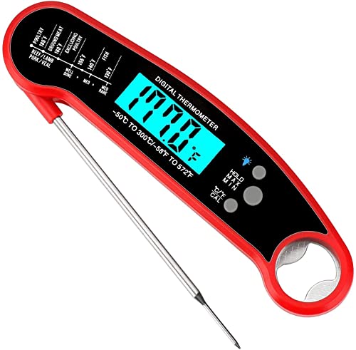 Searon Meat Thermometer for Cooking  FT002R Instant Read Food Thermometer for Kitchen BBQ Grilling Smoker Baking Turkey (Red Color)