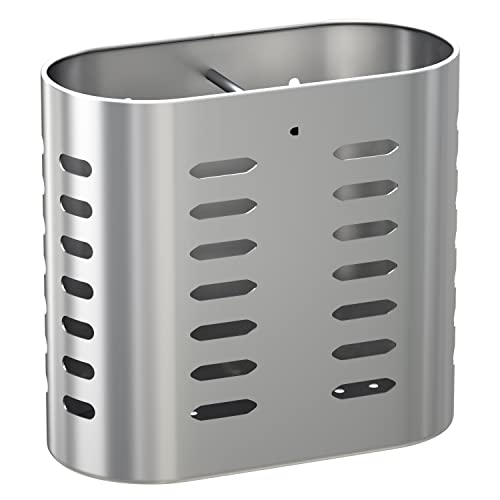 Stainless Steel Kitchen Utensil Holder for Countertop  Spoon and Fork Holder Silverware Caddy  Hanging Utensil Holder (1 pc  Stainless Steel Mirror Finish)