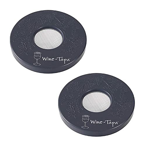 Wine Tapa Drinking Glass Covers  Use as Cover for Coffee Mugs Soda Can and Drinking Glass of all Sizes Set of 2 No Spill Drink Covers (Graphite)