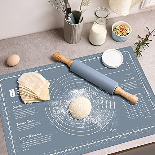WeGuard Pastry Mat 24x16 Extralarge for Kneading Rolling Dough Thicken Silicone Nonstick Nonslip Pastry Mat Board with Measurement Food Grade Baking Mat