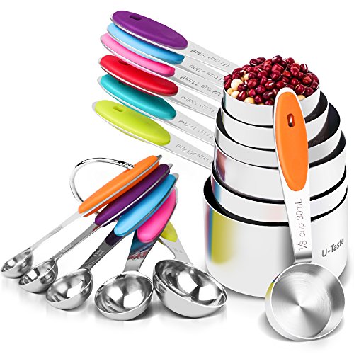 UTaste 12 Piece Measuring Cups and Spoons Set in 188 Stainless Steel  7 Measuring Cups  5 Measuring Spoons