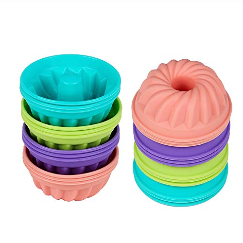 Gifbera Mini Fluted Tube 3 Inch Silicone Baking Molds  Cake Cups Fits Standard MuffinCupcake Pans 12Count