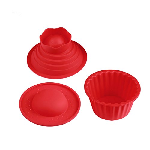 Hanperal 3Pack Cupcakes Bake Set giant cupcake mold Silicone Cupcake Cake MouldRed