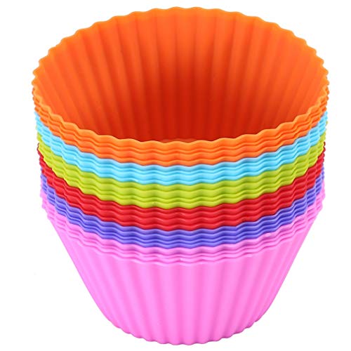 MAPODOUFU 24 Packs Silicone Cupcake Baking Cups Reusable Muffin LinerHightemperature Resistance Nonstick 7cm Cup Cake Molds6 Colors Silicone Cake Cup Set