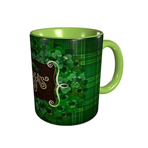 11 Oz Happy St Patricks Day Shamrocks Pattern Coffee Mug Green Mugs Party Mugs