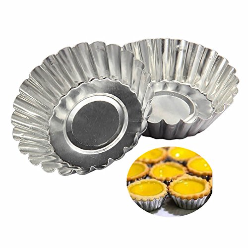 ISKYBOB 20 Pack Egg Tart Aluminum Cupcake Cake Cookie Mold Tin Reusable Baking Tool Baking Cups (XL)