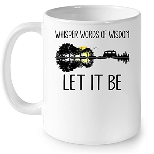 MARKCHRSTOP Camping Whispers Words of Wisdom Let It Be Guitar Lake Shadow Design Coffee Mug Personalized Gifts Customized Tea Cup