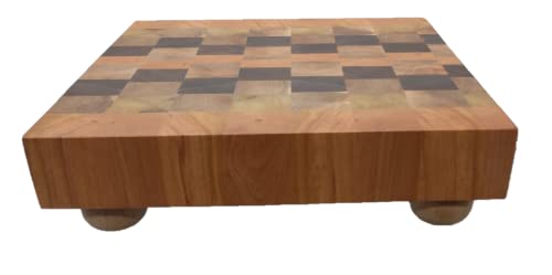 Extra Large 3 X 18 X 18 Chopping Block Butcher Block Cutting Board  End Grain hardwood with 2 bun feet Walnut Cherry Ambrosia Maple 10657