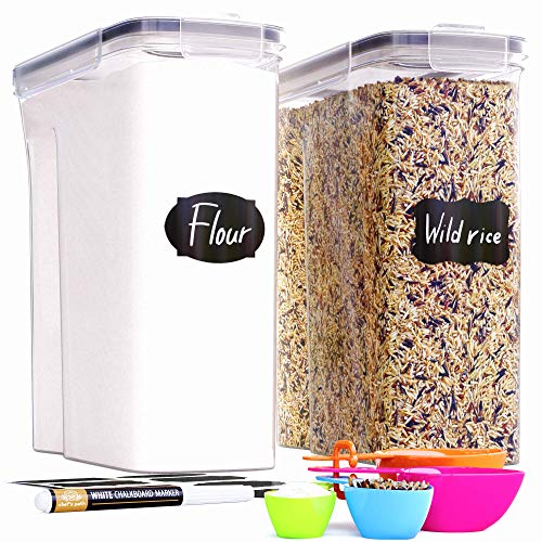 Extra Large Tall Food Storage Containers (213oz) for Rice Flour Sugar  Cereal Airtight Kitchen  Pantry Organization Bulk Food Storage BPAFree  2 PC Set  Canisters Pen  Labels  Chefs Path