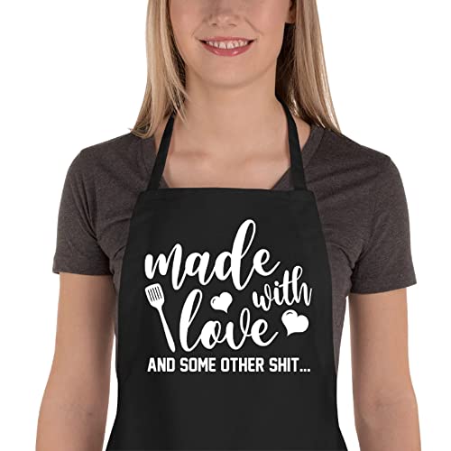 Saukore Funny Aprons for Women Men Kitchen Chef Aprons with 2 Pockets for Cooking Baking Cute Mothers Day Birthday Gifts for Mom Wife Husband Girlfriend Grandma