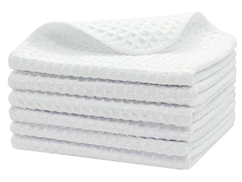 HFGBLG Microfiber Cleaning Cloth Dish Cloths Dish Rags for Washing Dishes Absorbent Kitchen Dish Towel Waffle Weaven Kitchen Dishes Washcloths 12 Inch x 12 Inch White